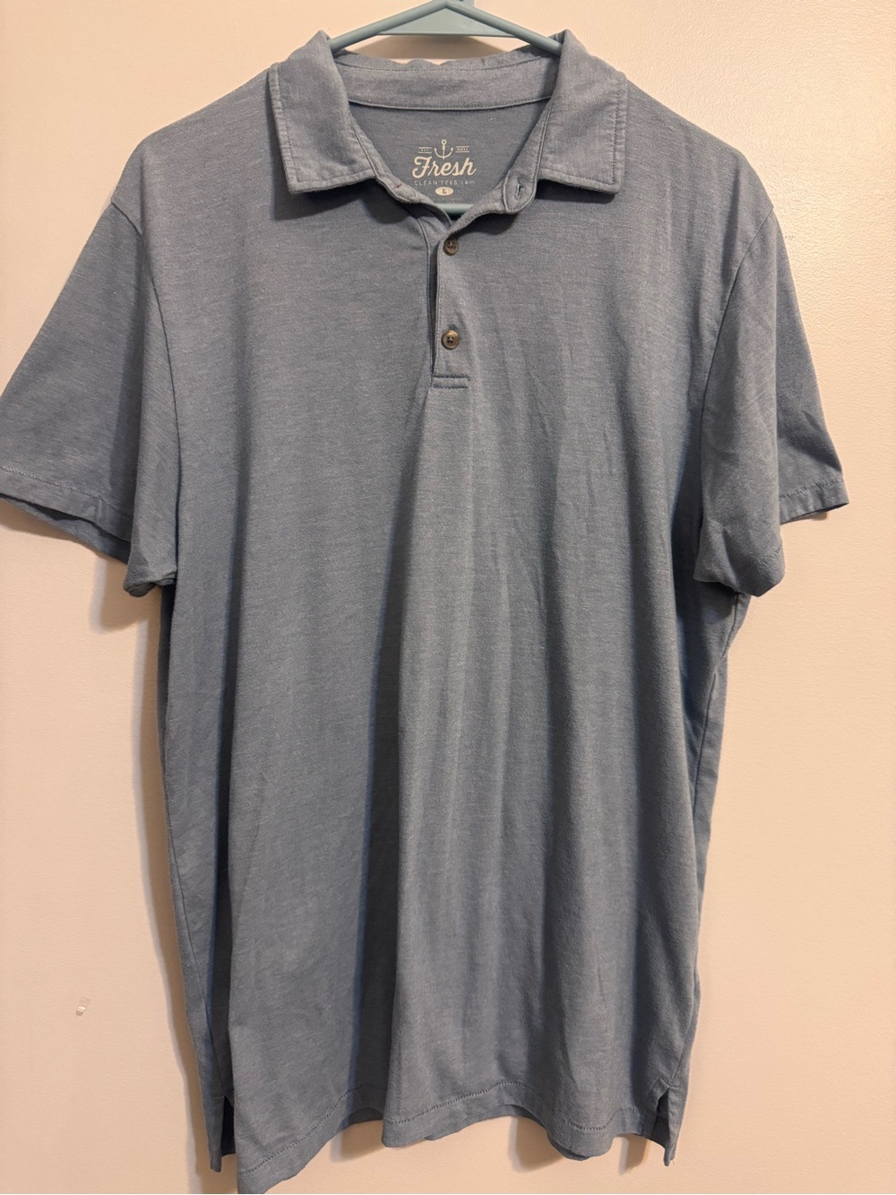Fresh Clean Tees Men's Large Blue Gray Short Sleeve Polo Shirt
